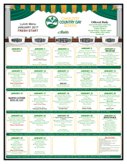 Lunch Menu JANUARY 2017 FRESH START Offered Daily