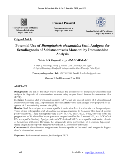 Potential Use of Biomphalaria alexandrina Snail Antigens for
