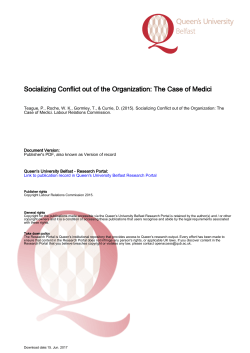 Socializing Conflict out of the Organization: The Case of Medici