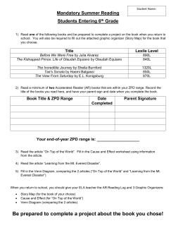 Be prepared to complete a project about the book you chose!