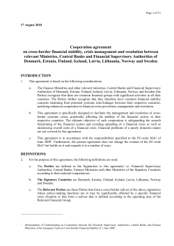 Cooperation agreement on cross-border financial stability, crisis