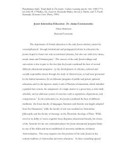 Jesuit Aristotelian Education: The De anima Commentaries