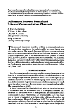 Differences Between Fbrmal and Informal Conuniinication Channels