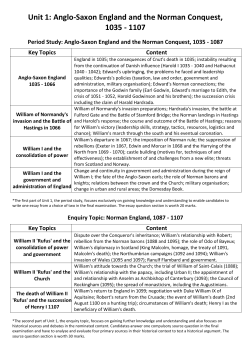 Unit 1: Anglo-Saxon England and the Norman Conquest, 1035