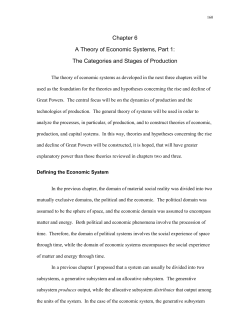 Chapter 6 A Theory of Economic Systems, Part 1: The Categories