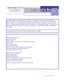 APA Running Head for Word 2007