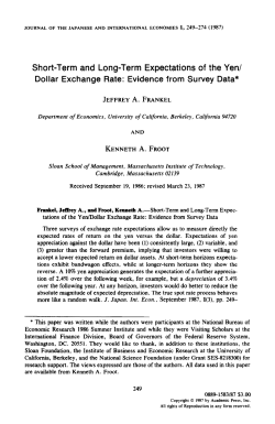 Short-Term and Long-Term Expectations of the Yen/ Dollar