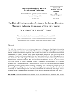 The Role of Cost Accounting System in the Pricing Decision