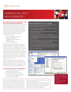 FINDING FULL TEXT WITH ENDNOTE&reg;