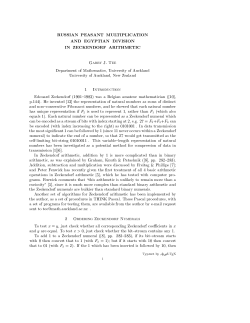 russian peasant multiplication and egyptian division in zeckendorf