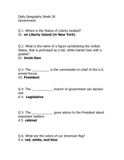 Daily Geography Week 26 Government Q 1. Where is the Statue of