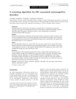 A screening algorithm for HIVassociated neurocognitive disorders