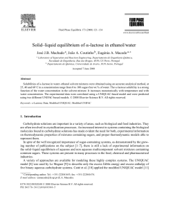 Solid&ndash;liquid equilibrium of &alpha;-lactose in ethanol/water