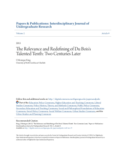 The Relevance and Redefining of Du Bois`s Talented Tenth: Two