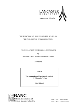 The Assumptions of Cost-Benefit Analysis