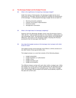 The Barangay Budget and the Budget Process 28. What is the