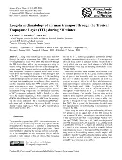 Long-term climatology of air mass transport through the Tropical
