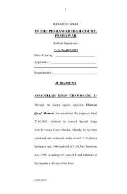IN THE PESHAWAR HIGH COURT, PESHAWAR JUDGMENT