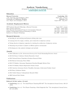 Andrew Vanderburg CV - Harvard