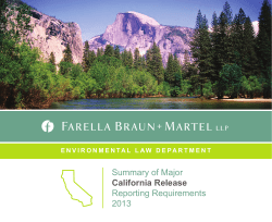 Summary of Major California Release Reporting Requirements 2013