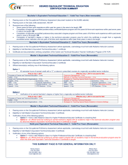 degree equivalent technical education certification summary