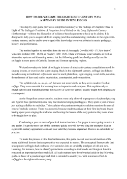 Nick Baragwanath, A Summary Guide to Solfeggiare the Eighteenth
