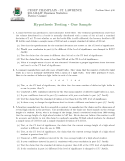 Hypothesis Testing - One Sample - SLC Home Page