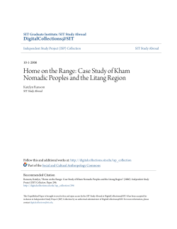 Home on the Range: Case Study of Kham Nomadic Peoples and the