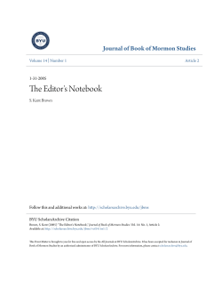 The Editor`s Notebook - BYU ScholarsArchive