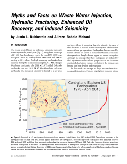 Myths and Facts on Waste Water Injection, Hydraulic Fracturing