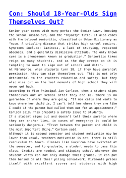 Con: Should 18-Year-Olds Sign Themselves Out?