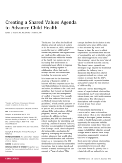 Creating a Shared Values Agenda to Advance Child Health