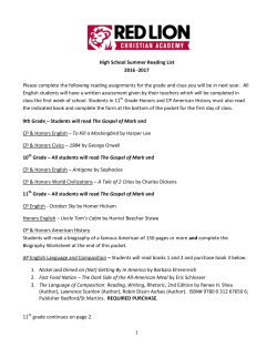 High School Summer Reading List 2016