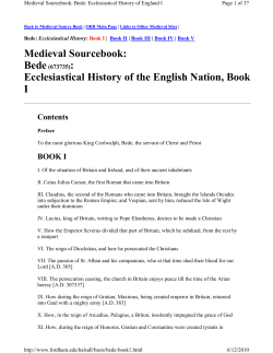 Medieval Sourcebook: Ecclesiastical History of the English Nation