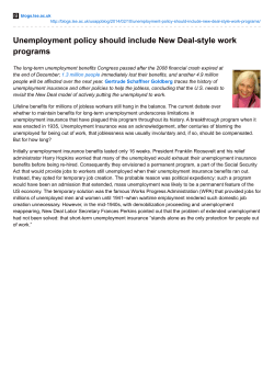 Unemployment policy should include New Deal