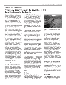 Preliminary Observations on the November 3, 2002 Denali Fault