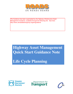 Highway Asset Management Quick Start Guidance Note Life Cycle