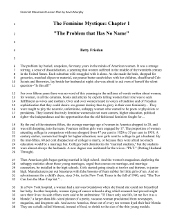 The Feminine Mystique: Chapter 1 "The Problem that Has No Name"