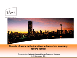 The role of waste in the transition to low carbon economy: Joburg