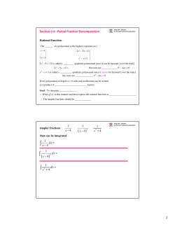 8.4 Partial Fraction Decomposition
