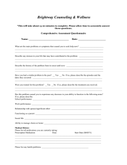 Comprehensive Assessment Questionnaire