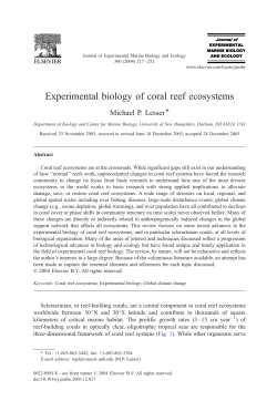 Experimental biology of coral reef ecosystems
