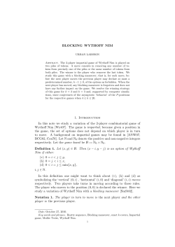 BLOCKING WYTHOFF NIM 1. Introduction In this