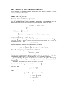 1.4.2 Integration by parts - reversing the product rule