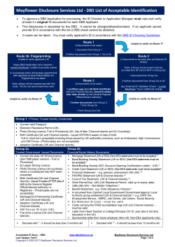 List Acceptable ID docs - DBS(CRB) Applications