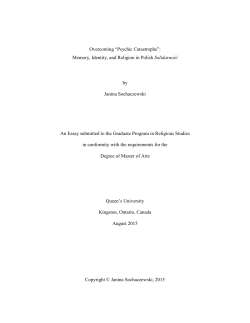 Overcoming &ldquo;Psychic Catastrophe&rdquo;: Memory