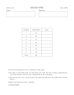 EXAM ONE • Good luck!
