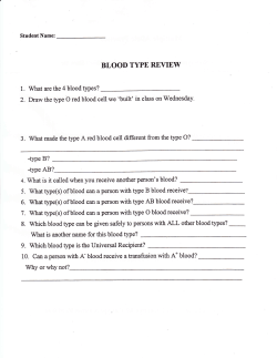 blood type review - Old Saybrook Public Schools