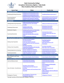Nash Community College Accuplacer Elementary Algebra