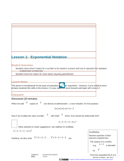 Lesson 1: Exponential Notation